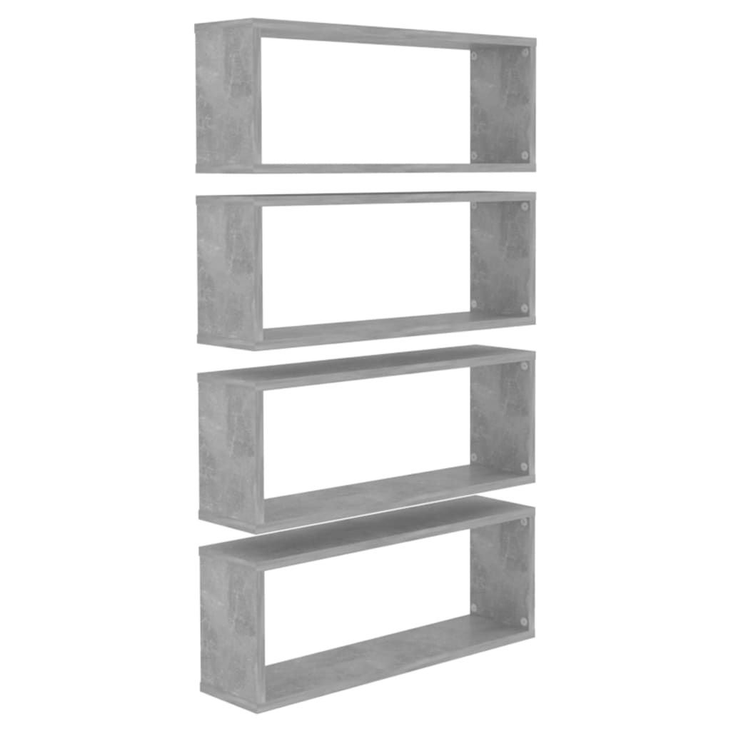 Vegghyller kubeformet 4 stk betonggrå 60x15x23 cm sponplate