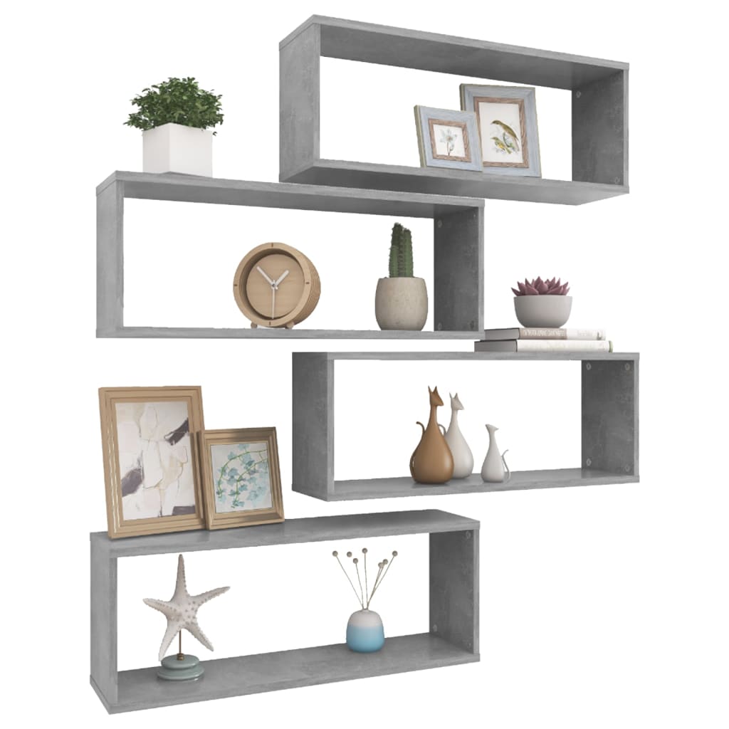 Vegghyller kubeformet 4 stk betonggrå 60x15x23 cm sponplate