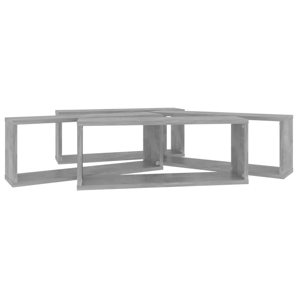 Vegghyller kubeformet 4 stk betonggrå 60x15x23 cm sponplate