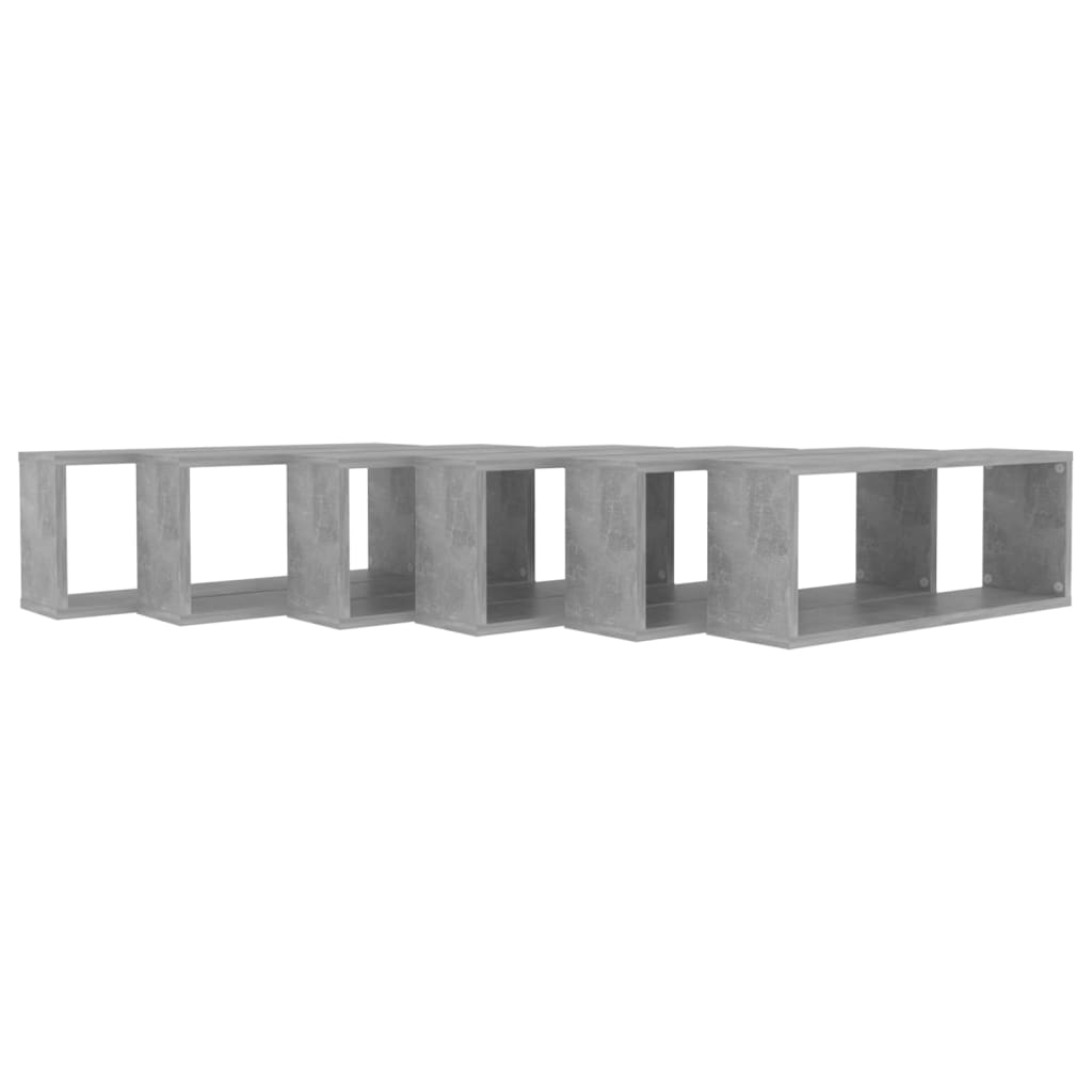 Vegghyller kubeformet 6 stk betonggrå 60x15x23cm konstruert tre