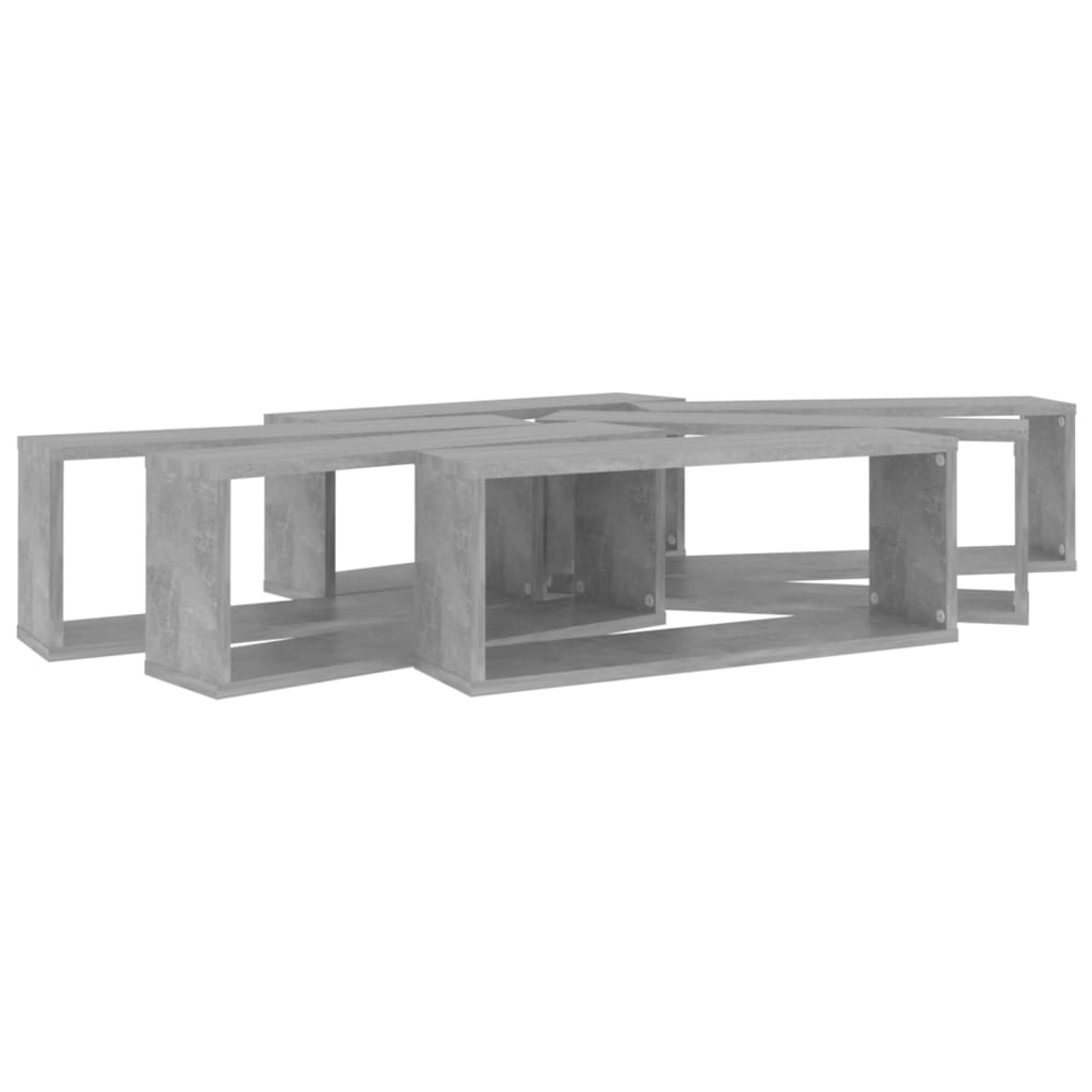 Vegghyller kubeformet 6 stk betonggrå 60x15x23cm konstruert tre