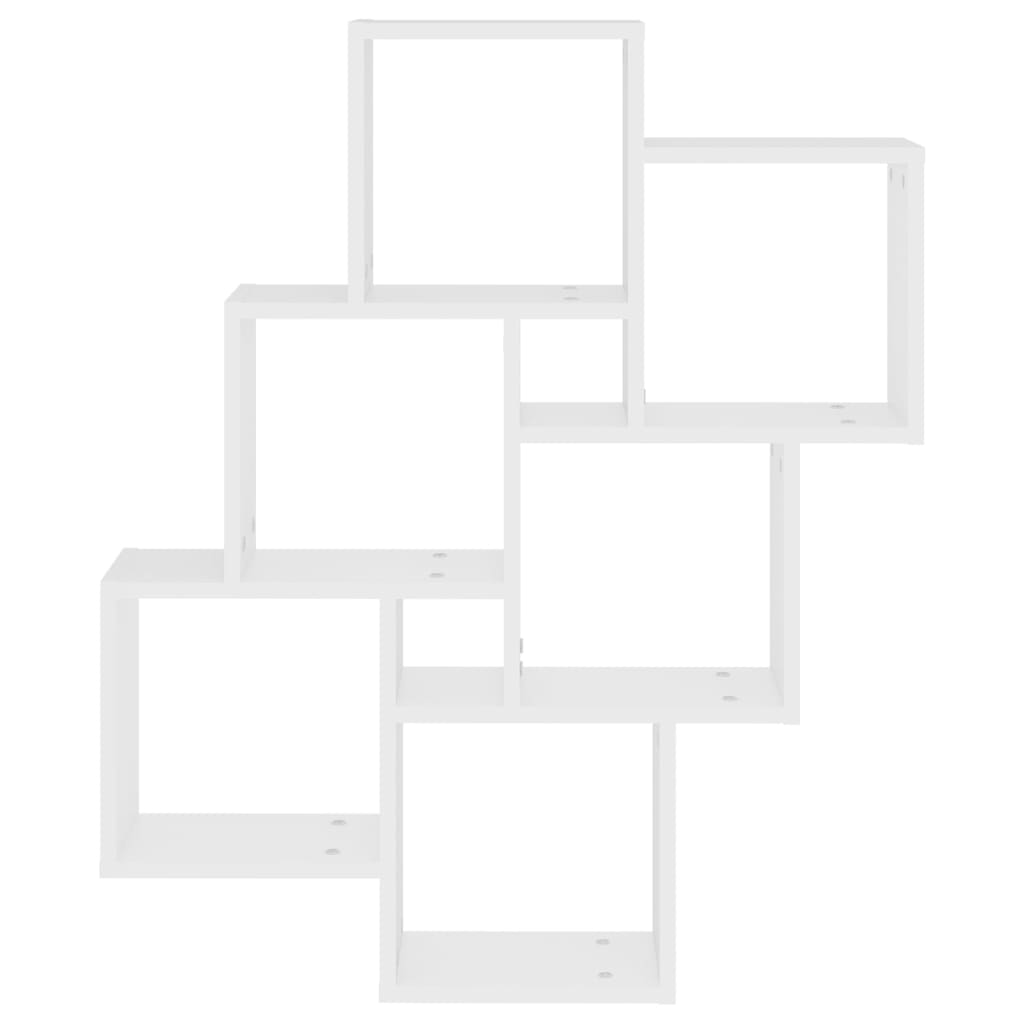 Kubeformet vegghylle hvit 78x15x93 cm konstruert tre