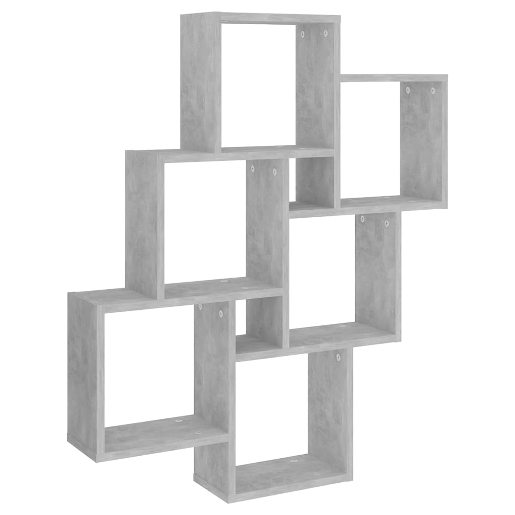 Kubeformet vegghylle betonggrå 78x15x93 cm konstruert tre