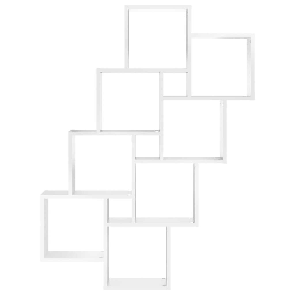 Kubeformet vegghylle hvit 90x15x119 cm sponplate