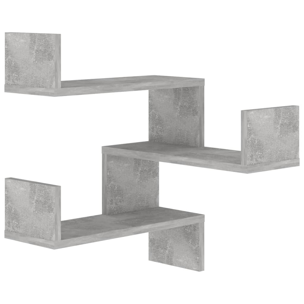 Veggmontert hjørnehylle betonggrå 40x40x50 cm konstruert tre