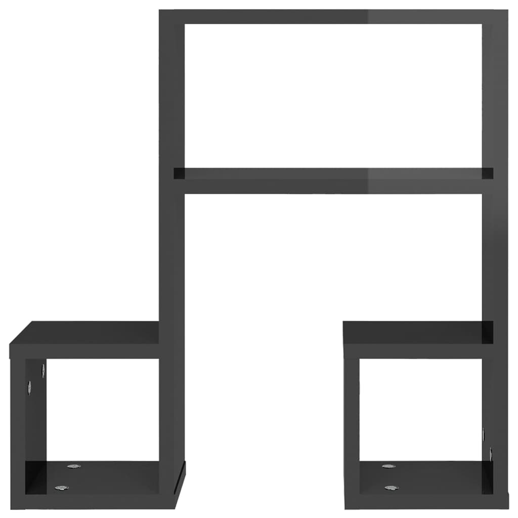 Vegghyller 2 stk høyglans grå 50x15x50 cm konstruert tre