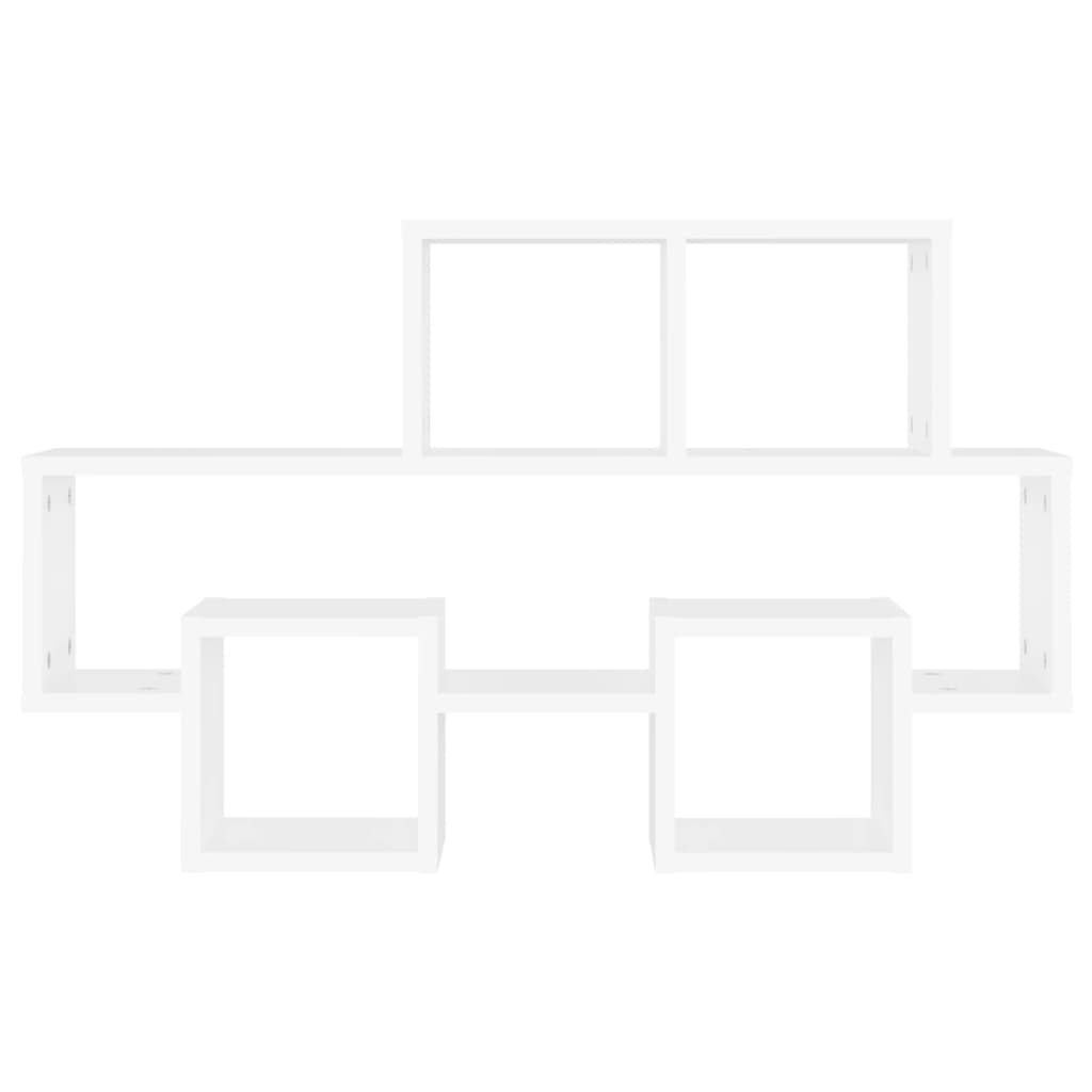 Bilformet vegghylle hvit 82x15x51 cm konstruert tre