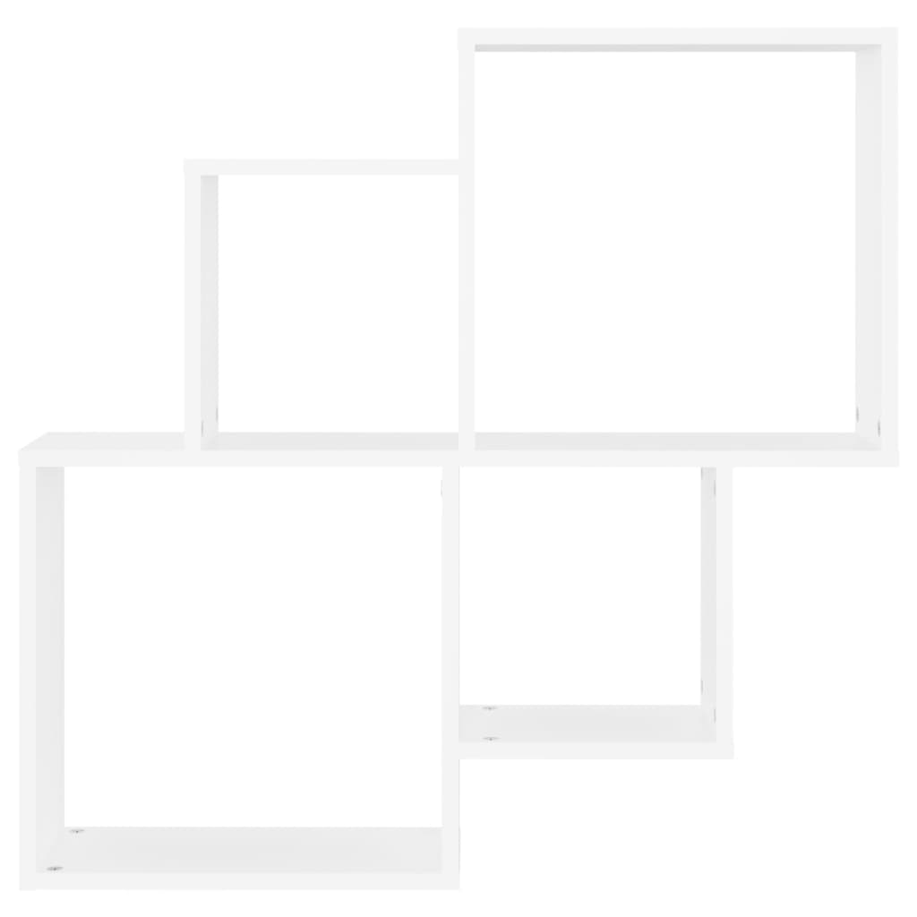 Kubeformet vegghylle hvit 80x15x78,5 cm konstruert tre