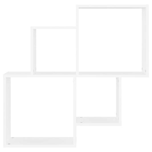 Kubeformet vegghylle hvit 80x15x78,5 cm konstruert tre
