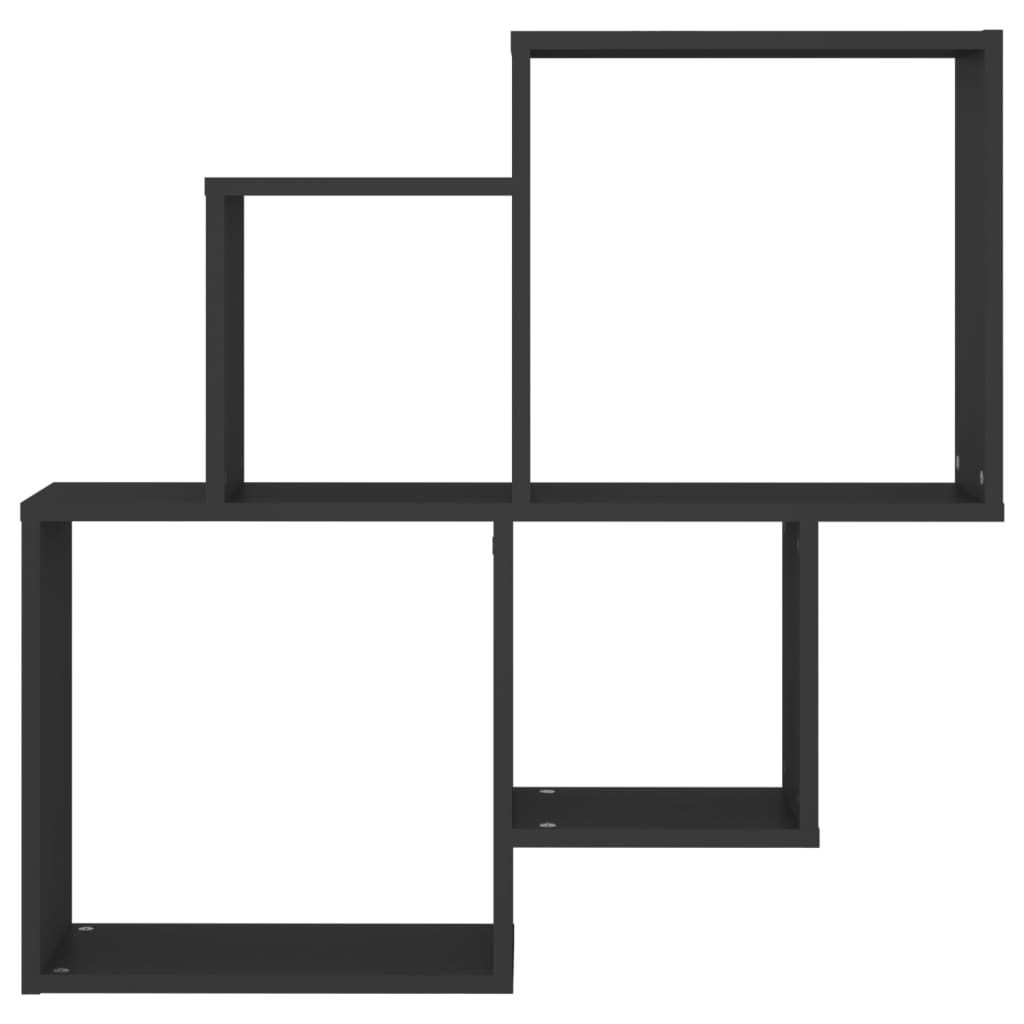 Kubeformet vegghylle svart 80x15x78,5 cm konstruert tre