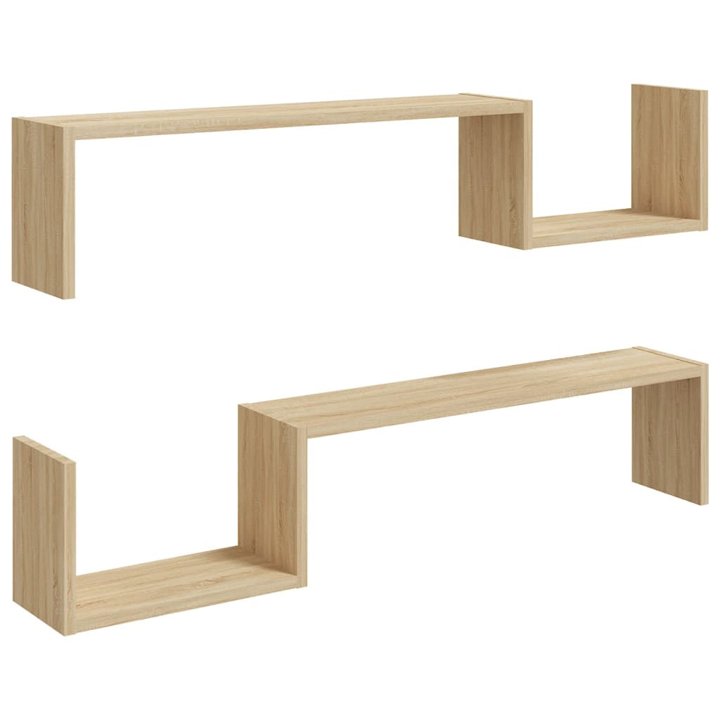 Vegghyller 2 stk sonoma eik 100x15x20 cm konstruert tre