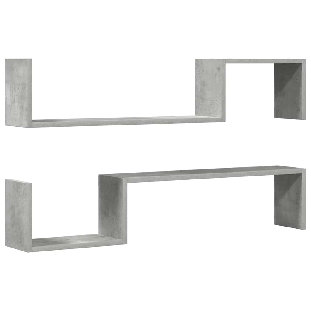 Vegghyller 2 stk betonggrå 100x15x20 cm konstruert tre