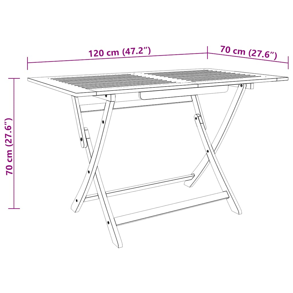 Sammenleggbart hagebord 120x70x75 cm heltre eukalyptus