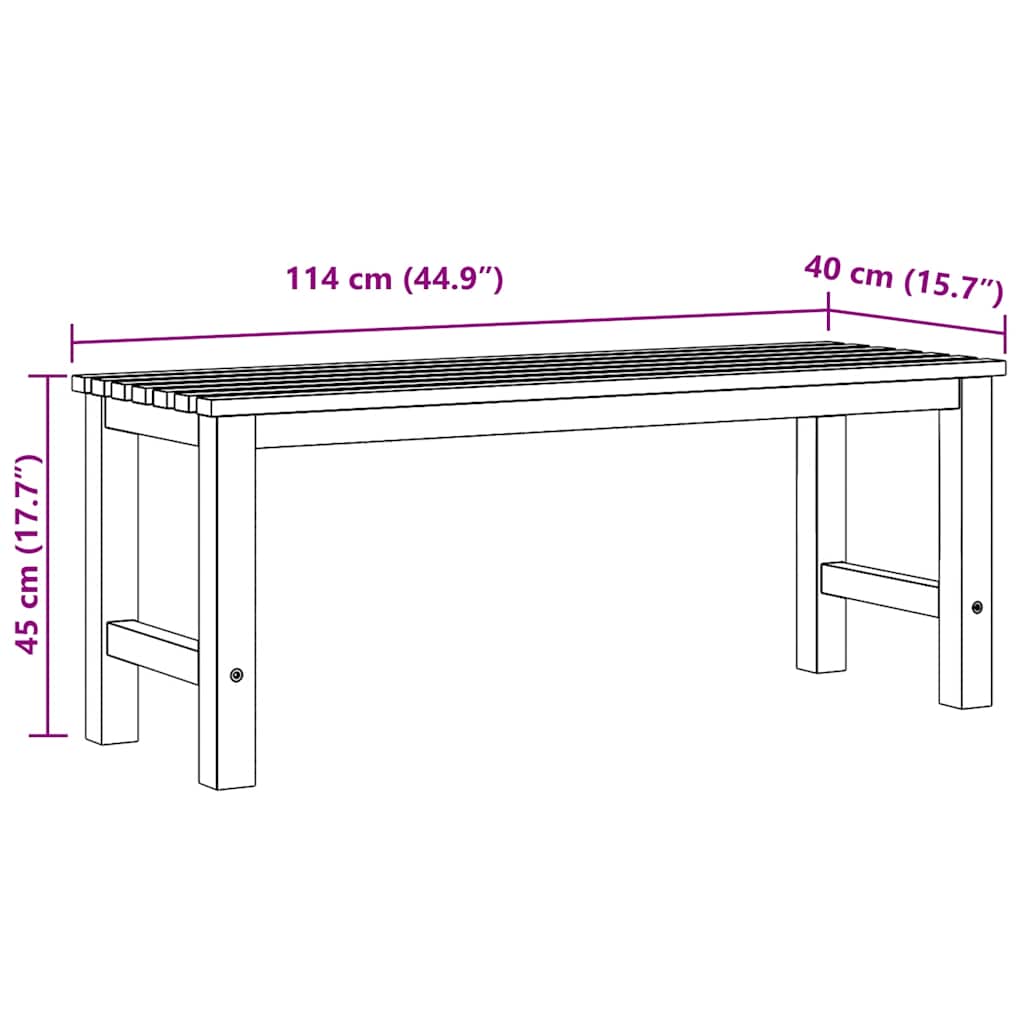 Hagebenk 114 cm heltre teak vidaXL