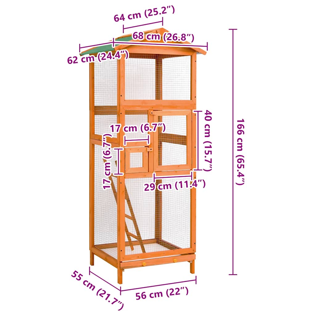 Fuglebur 68x62x166 cm heltre gran vidaXL
