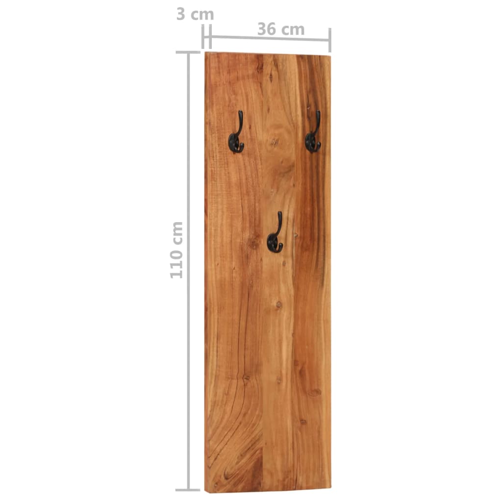 Veggmonterte klesstativer 2 stk 36x3x110 cm heltre akasie