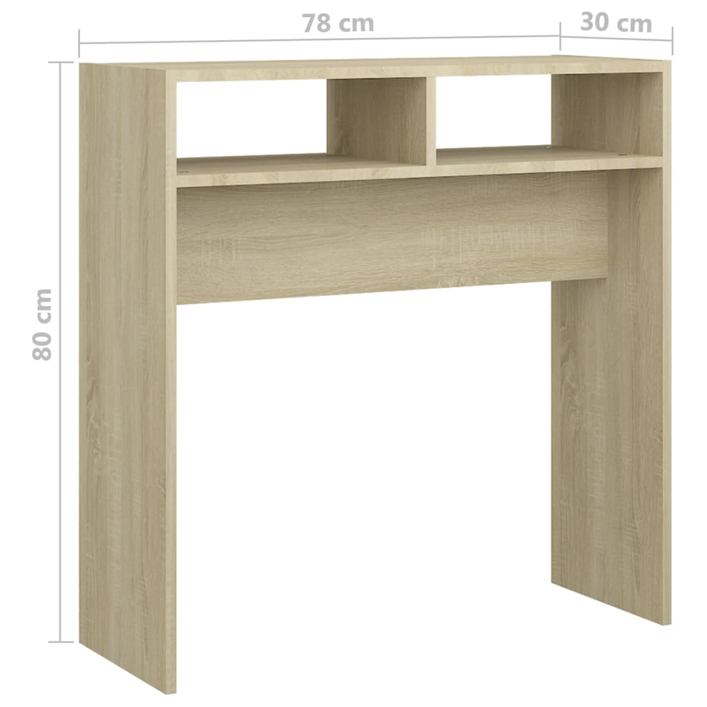 Konsollbord sonoma eik 78x30x80 cm konstruert tre