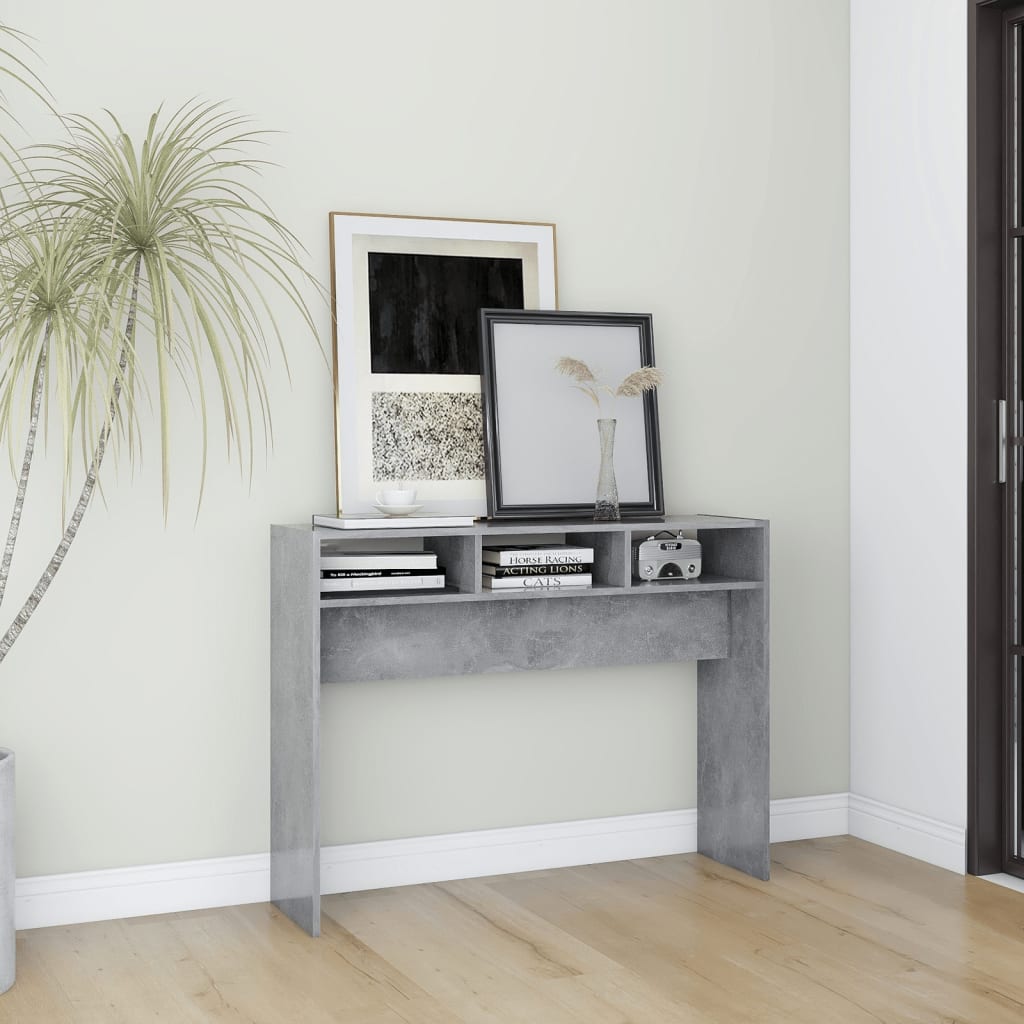 Konsollbord betonggrå 105x30x80 cm konstruert tre