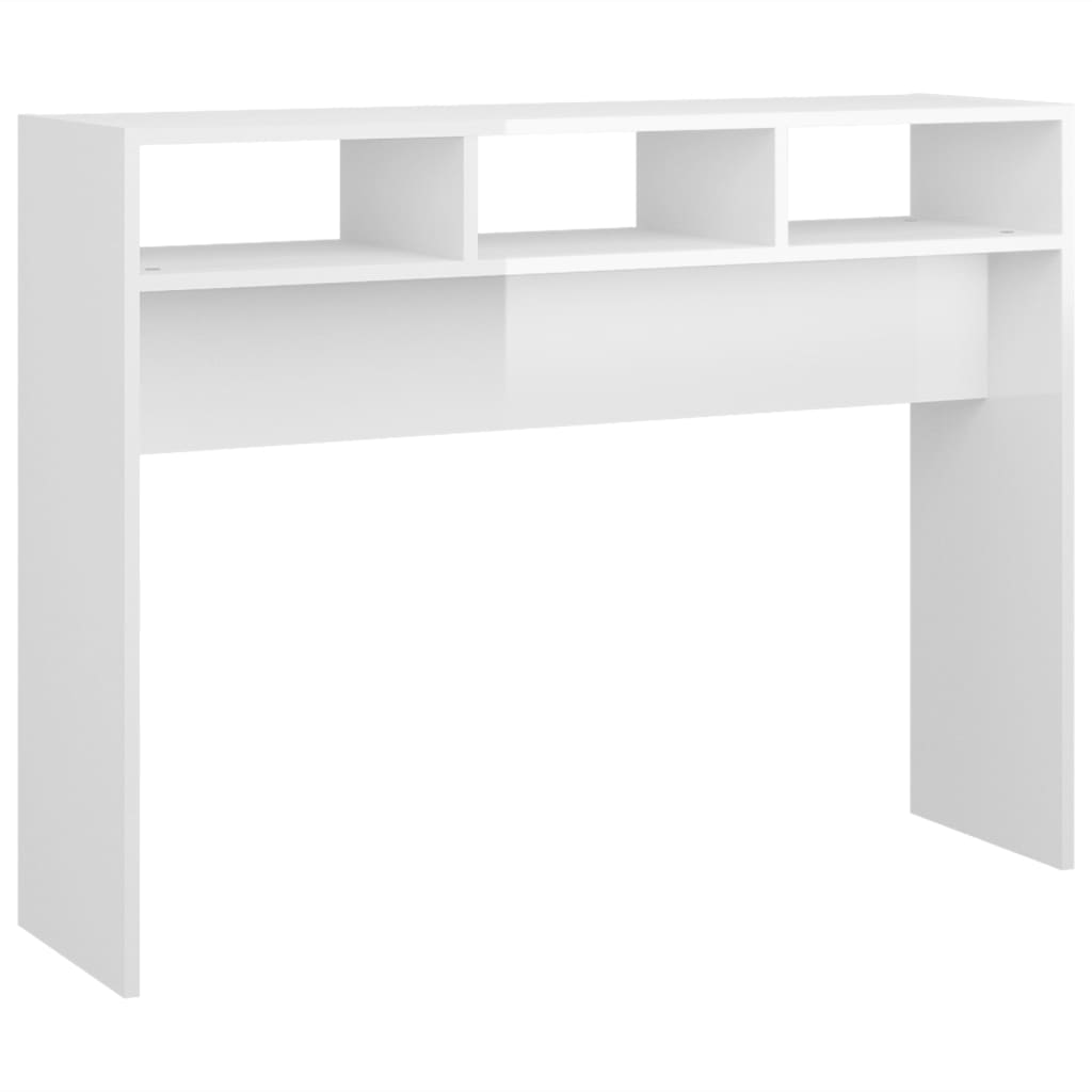 Konsollbord høyglans hvit 105x30x80 cm konstruert tre