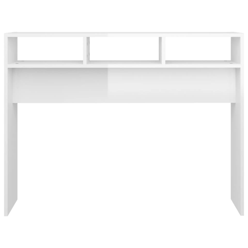Konsollbord høyglans hvit 105x30x80 cm konstruert tre