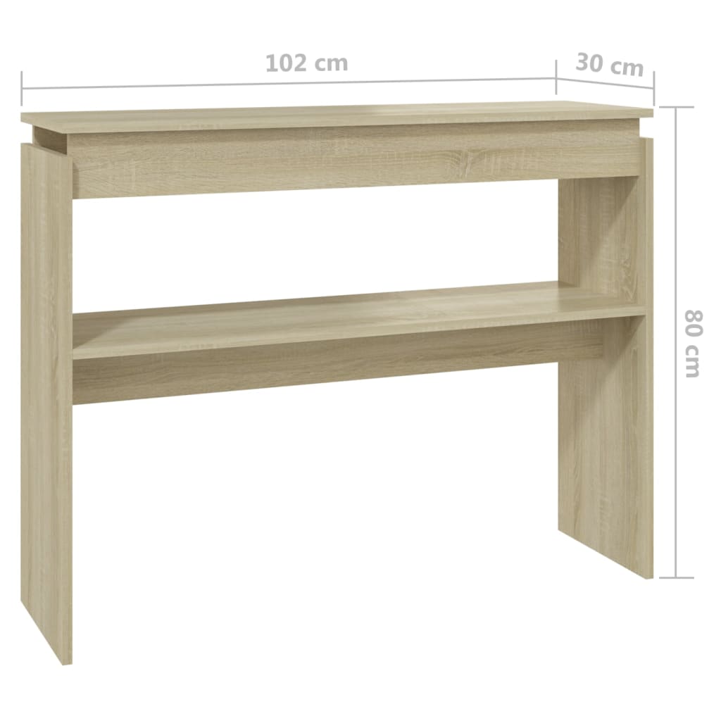 Konsollbord sonoma eik 102x30x80 cm konstruert tre