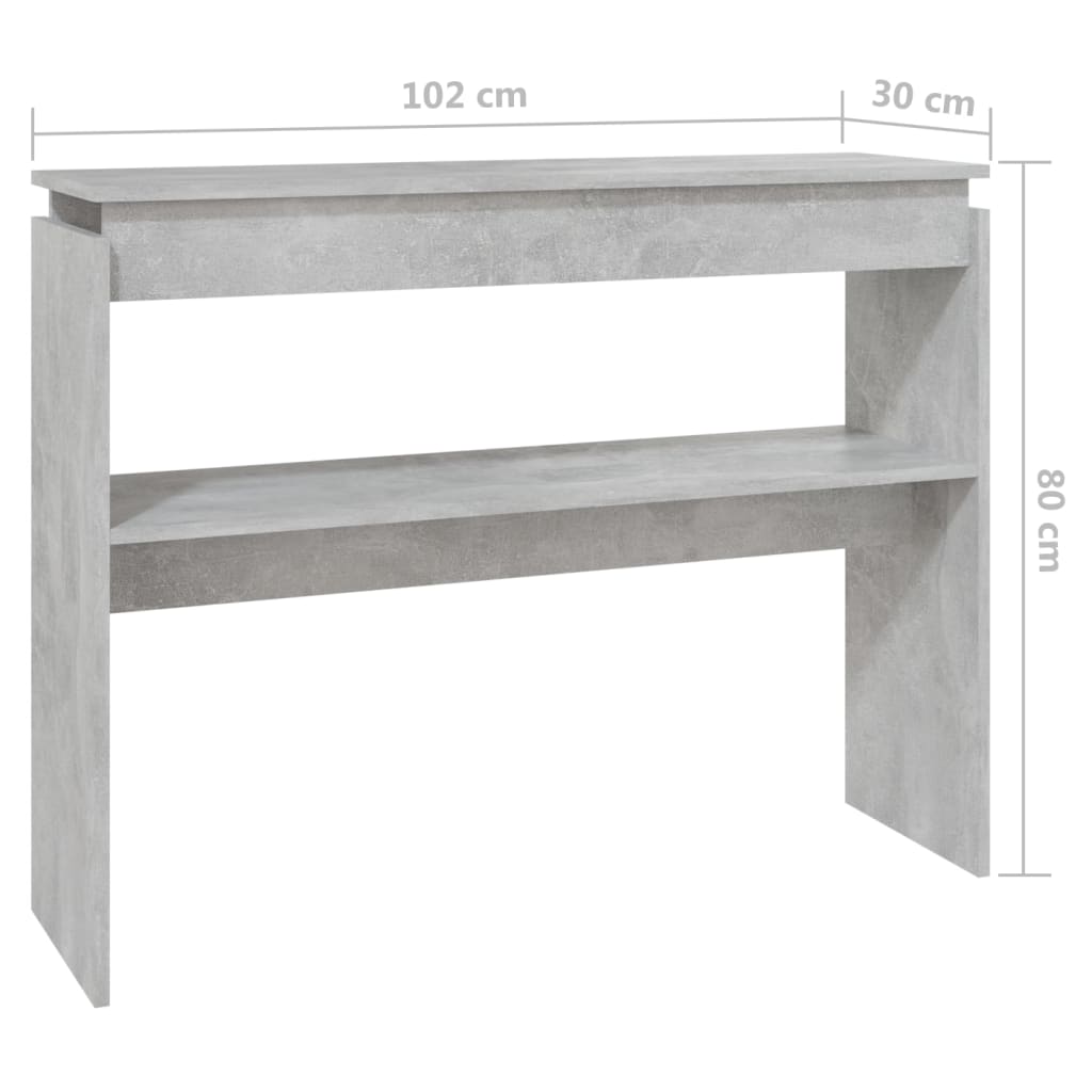 Konsollbord betonggrå 102x30x80 cm konstruert tre