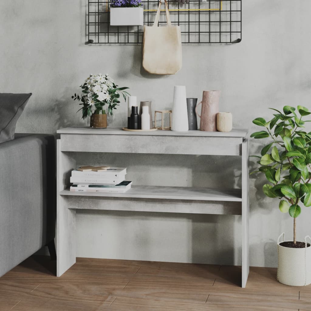 Konsollbord betonggrå 102x30x80 cm konstruert tre