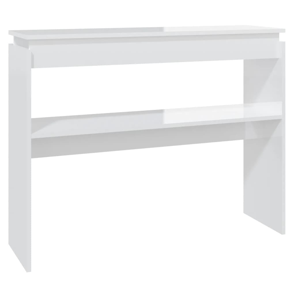 Konsollbord høyglans hvit 102x30x80 cm konstruert tre