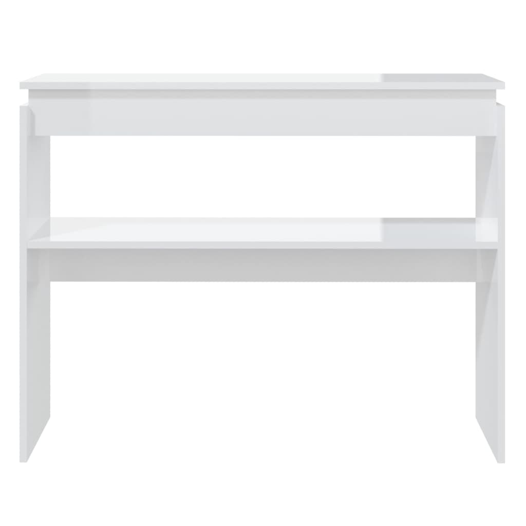 Konsollbord høyglans hvit 102x30x80 cm konstruert tre