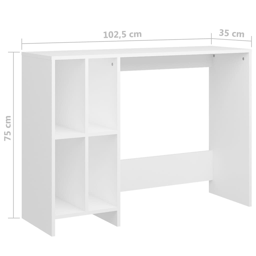 Laptopbord hvit 102,5x35x75 cm konstruert trer