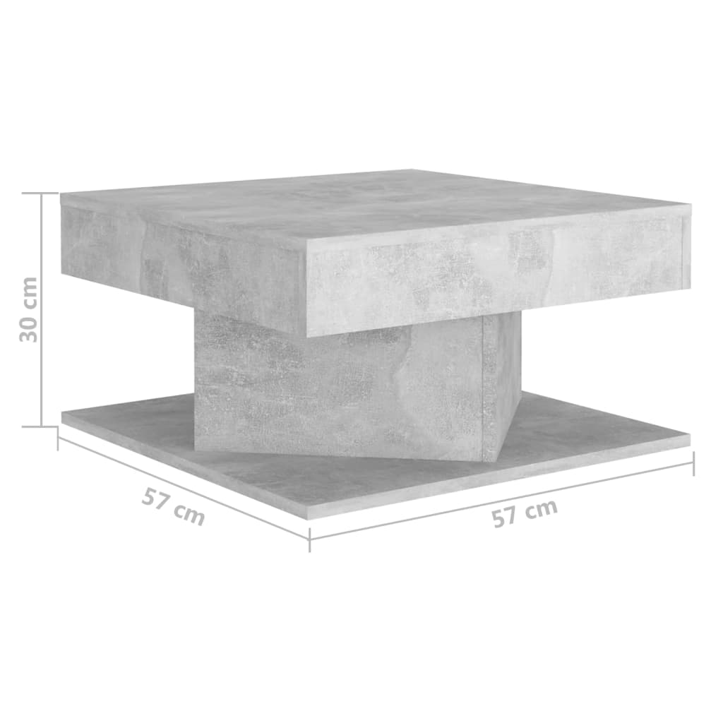 Salongbord betonggrå 57x57x30 cm konstruert tre