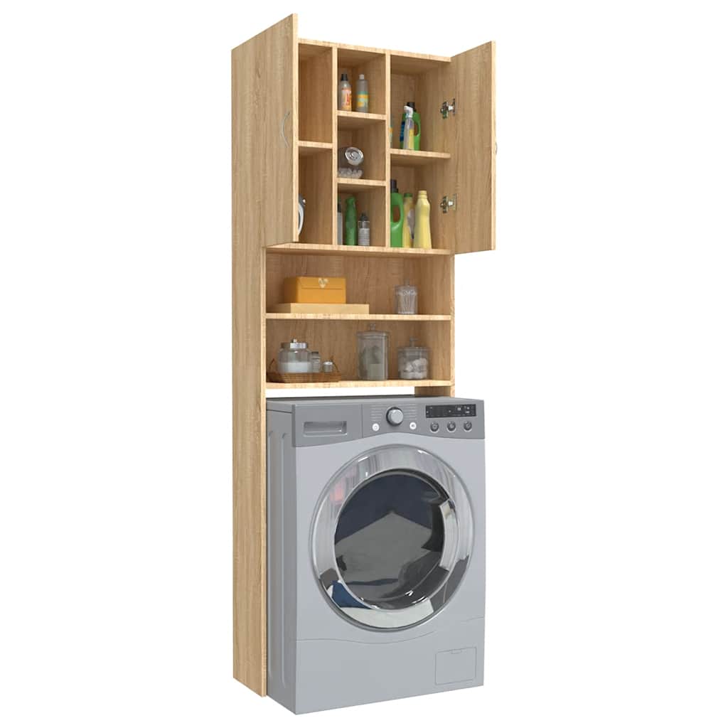 Vaskemaskinskap sonoma eik 64x25,5x190 cm