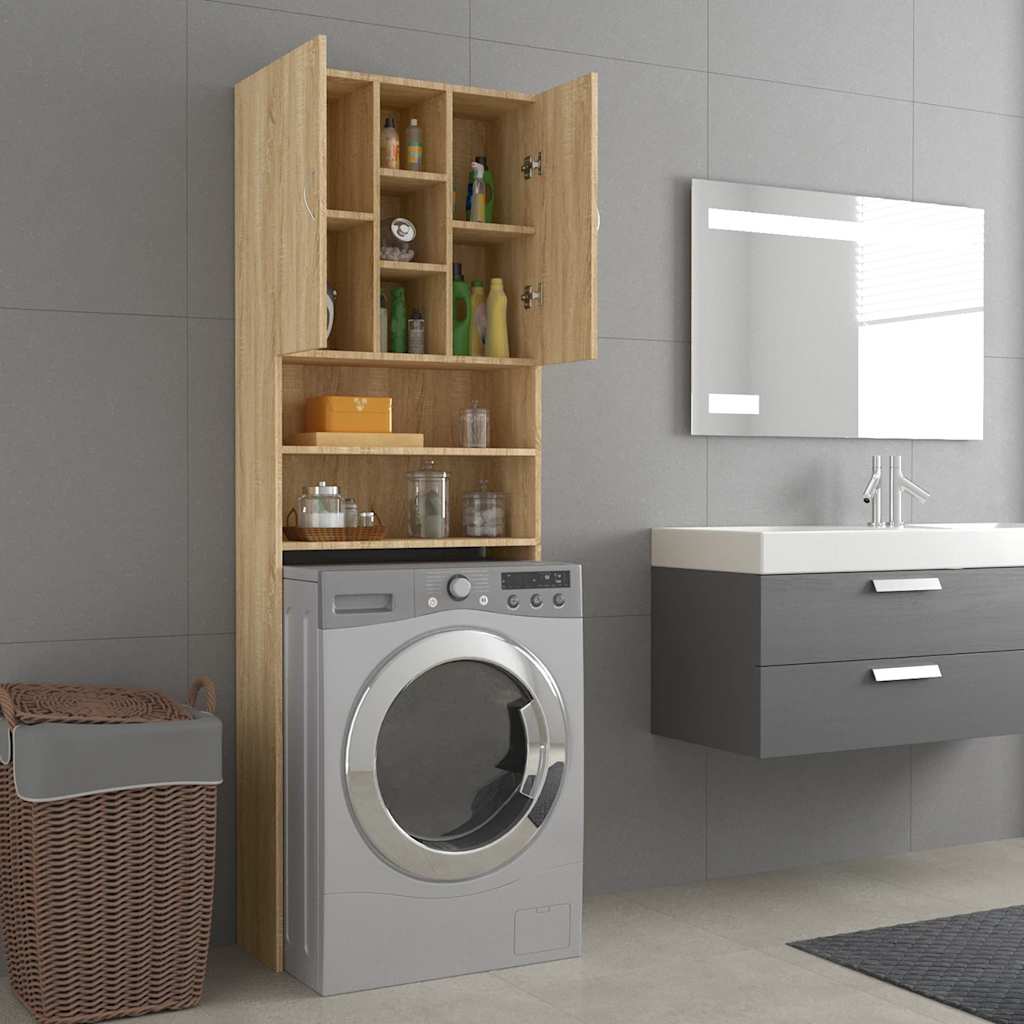 Vaskemaskinskap sonoma eik 64x25,5x190 cm