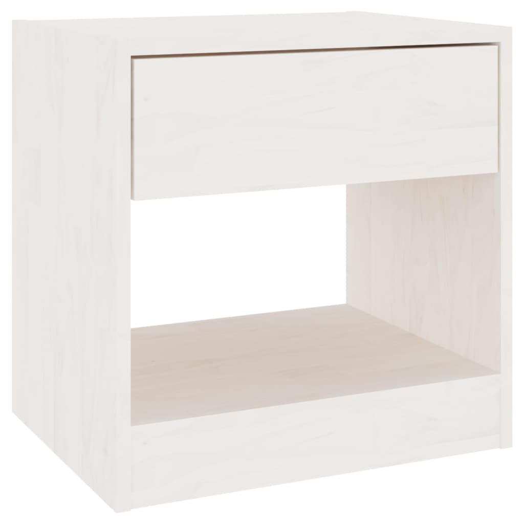 Nattbord 2 stk hvit 40x31x40 cm heltre furu