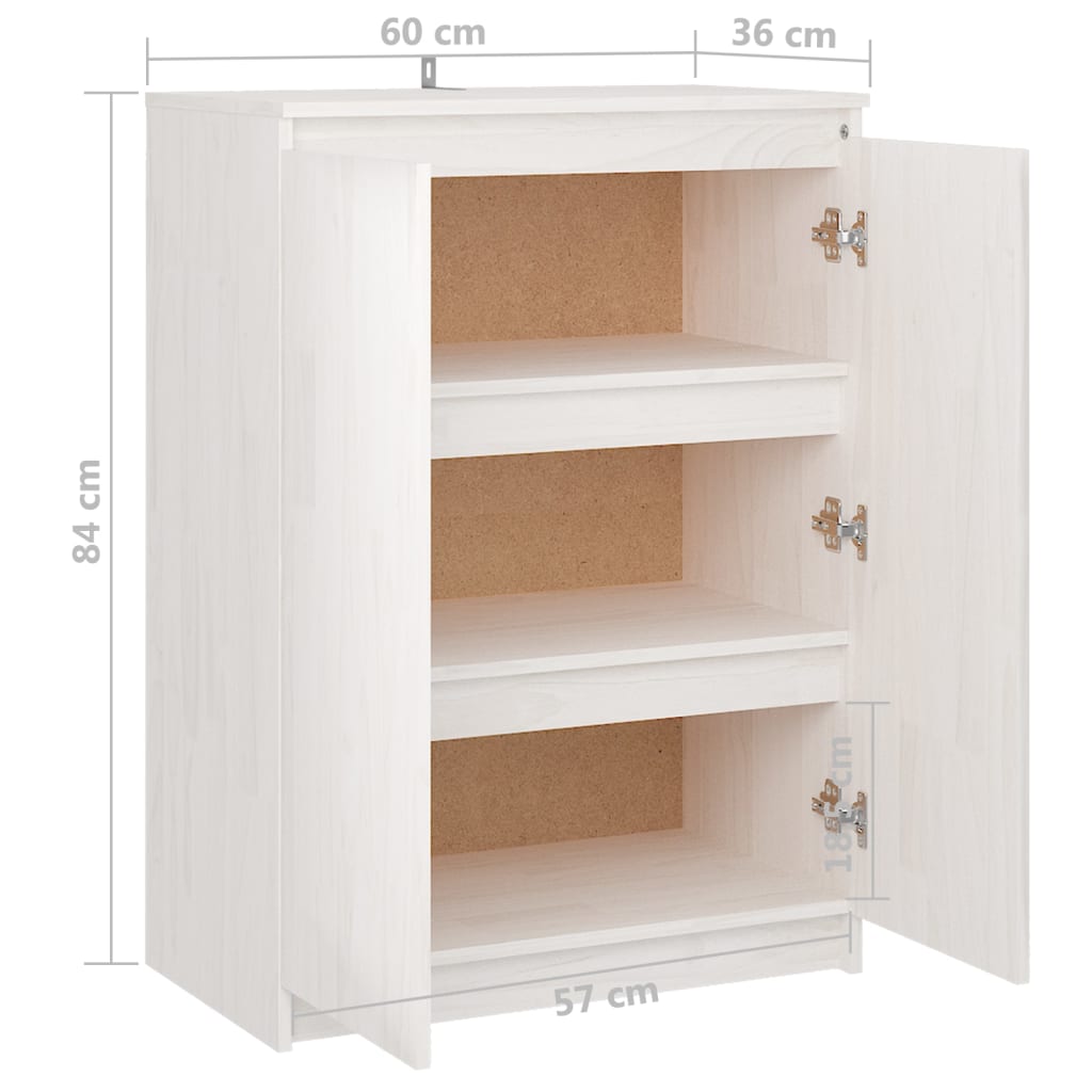 Skjenk 60x36x84 cm heltre furu hvit