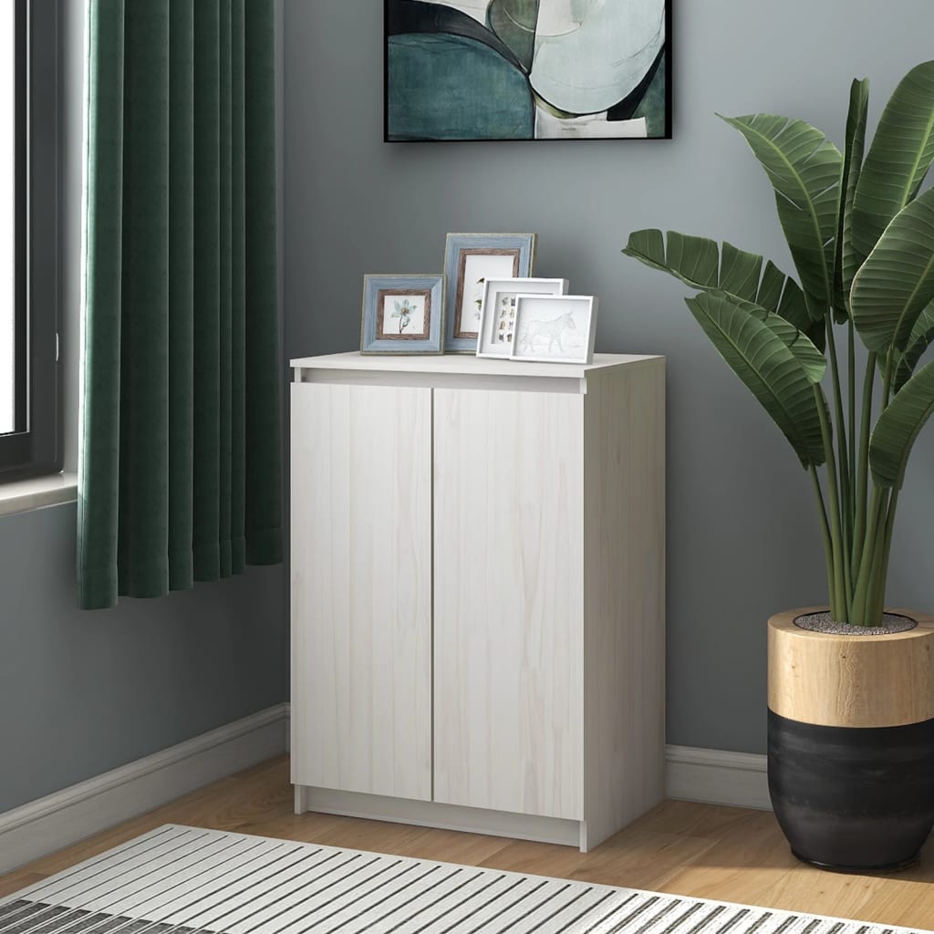 Skjenk 60x36x84 cm heltre furu hvit