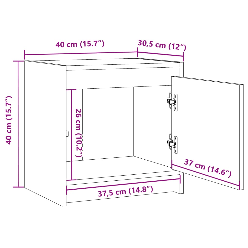 Nattbord 40x30,5x40 cm heltre furu