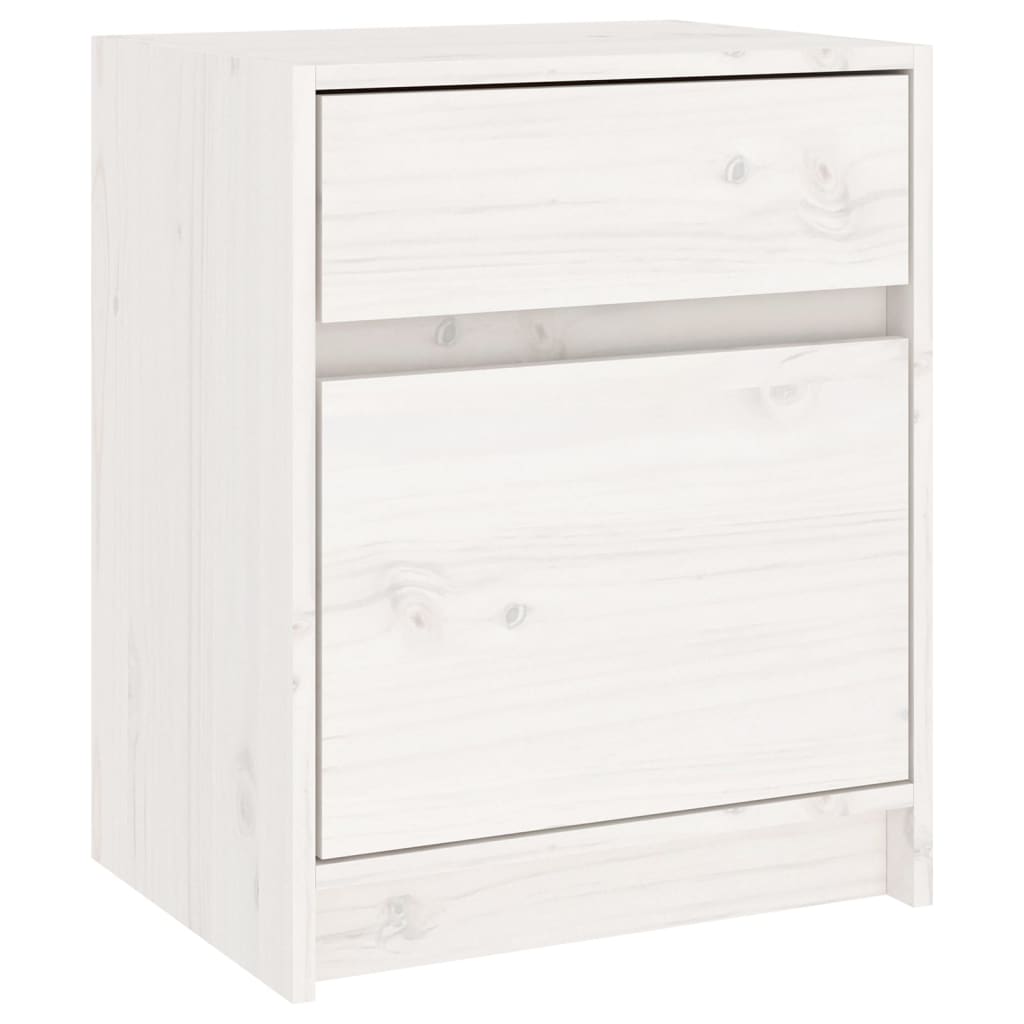 Nattbord hvit 40x31x50 cm heltre furu