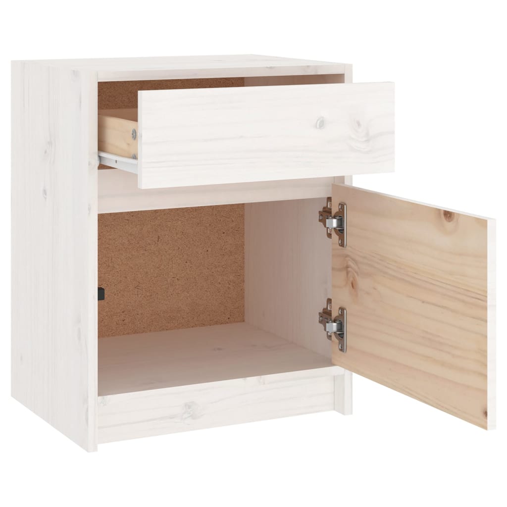 Nattbord hvit 40x31x50 cm heltre furu