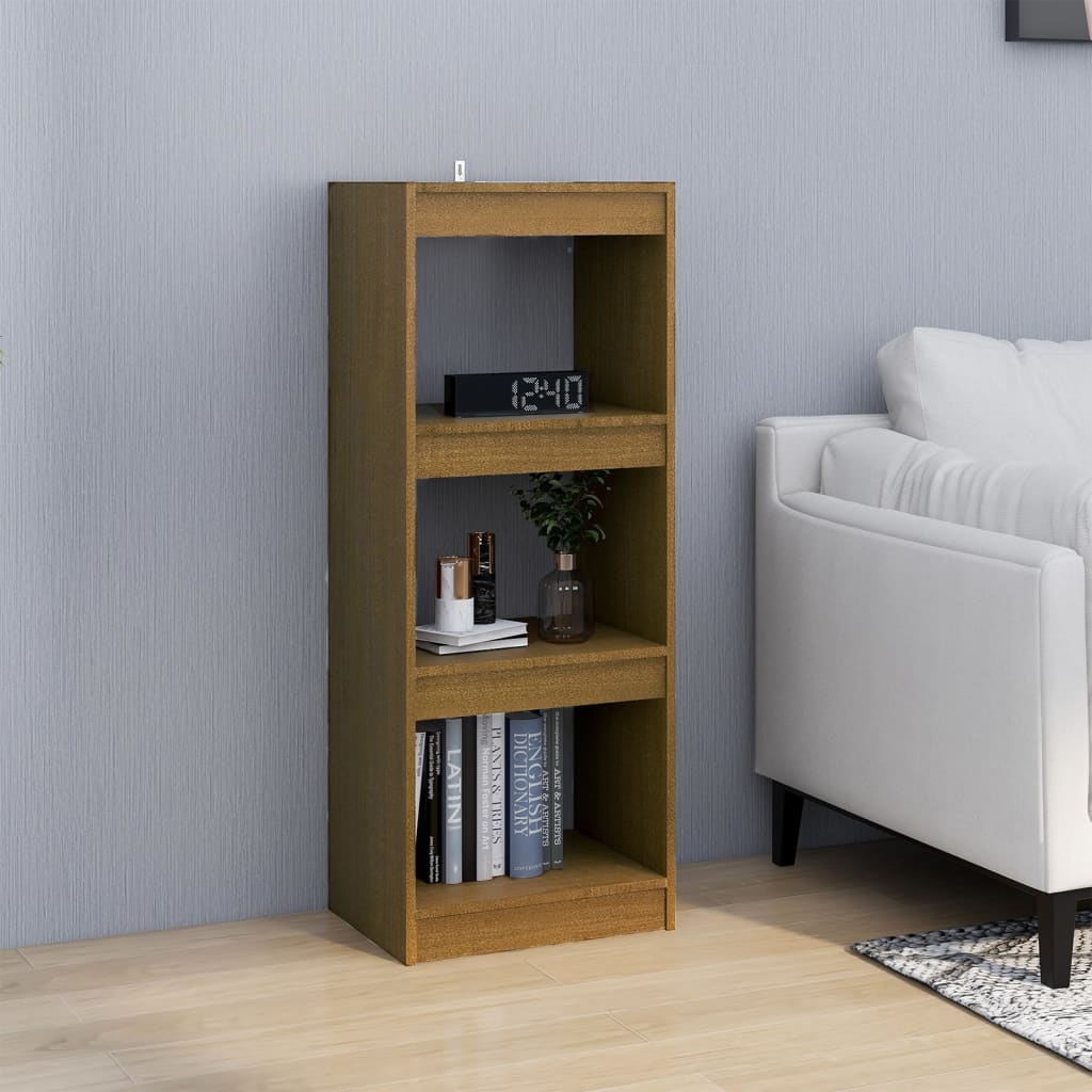Bokhylle/romdeler honningbrun 40x30x103,5 cm heltre furu