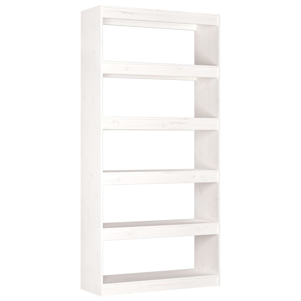 Bokhylle/romdeler hvit 80x30x167,4 cm heltre furu