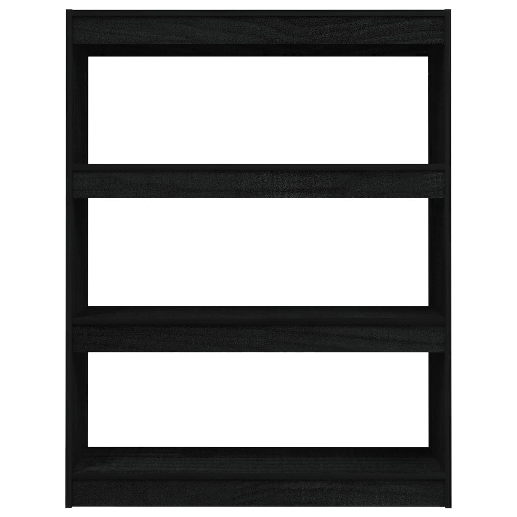 Bokhylle/romdeler svart 100x30x103 cm heltre furu