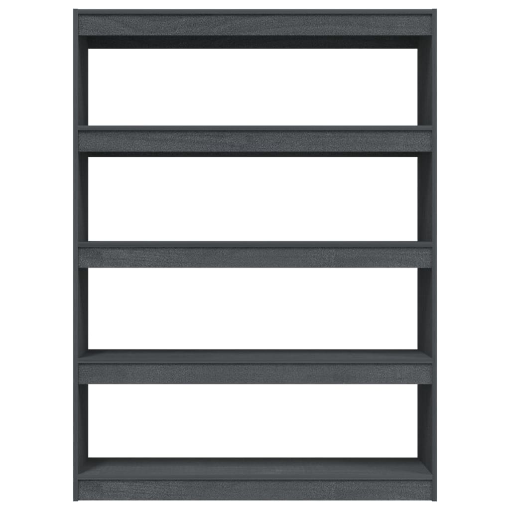 Bokhylle/romdeler grå 100x30x135,5 cm heltre furu