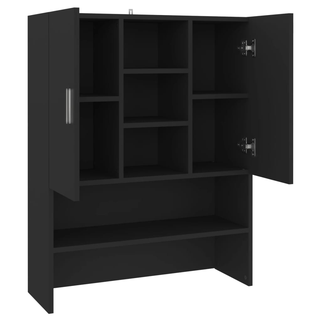 Vaskemaskinskap svart 70,5x25,5x90 cm
