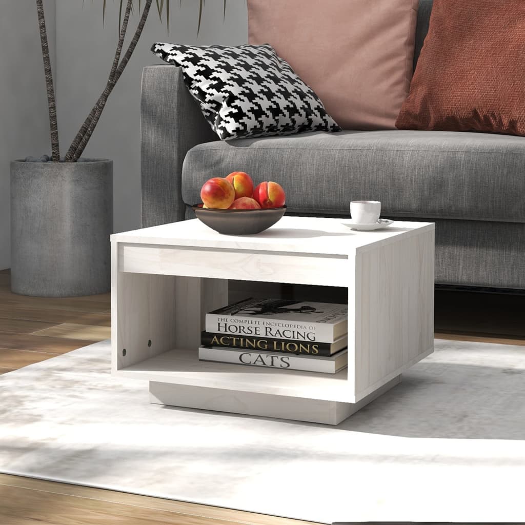 Salongbord hvit 50x50x33,5 cm heltre furu vidaXL