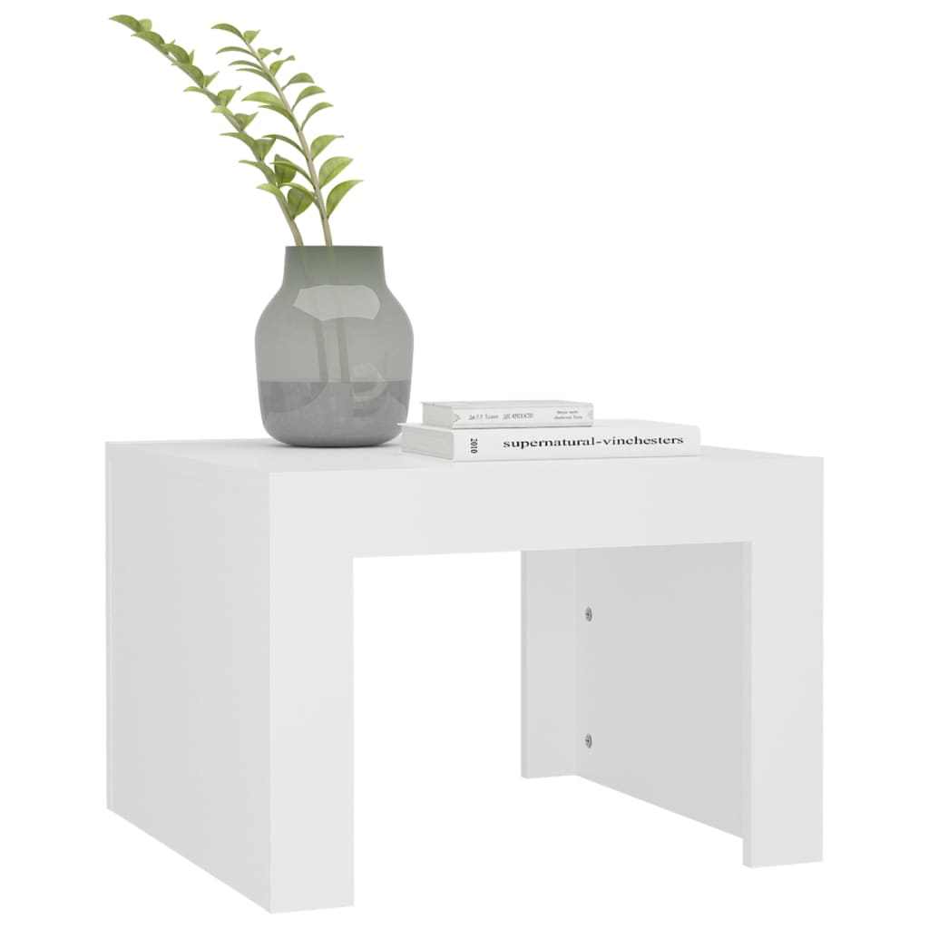 Salongbord hvit 50x50x35 cm konstruert tre
