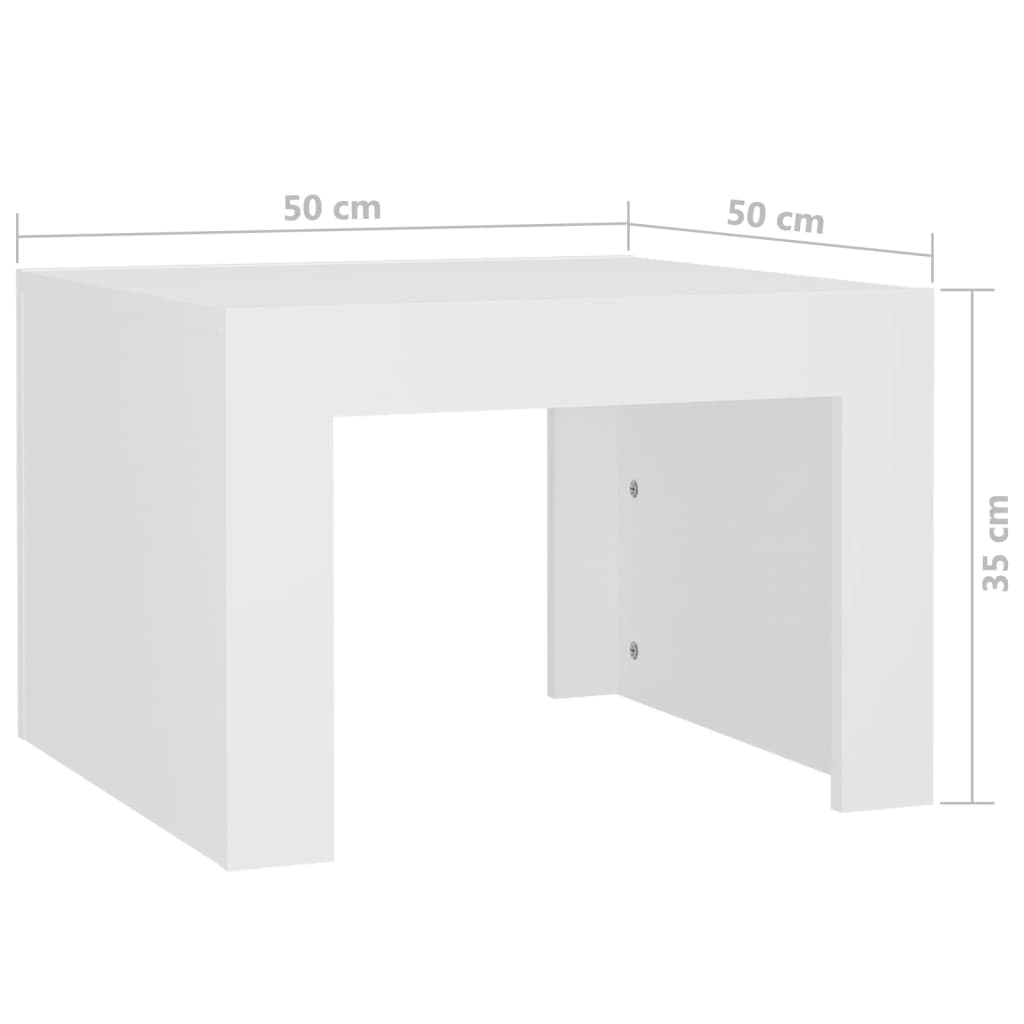 Salongbord hvit 50x50x35 cm konstruert tre
