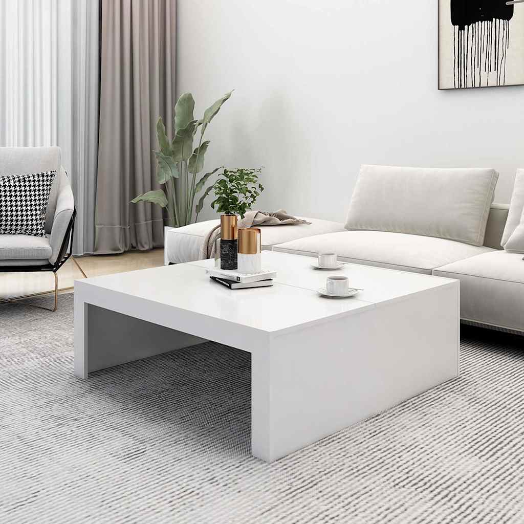 Salongbord hvit 100x100x35 cm konstruert tre