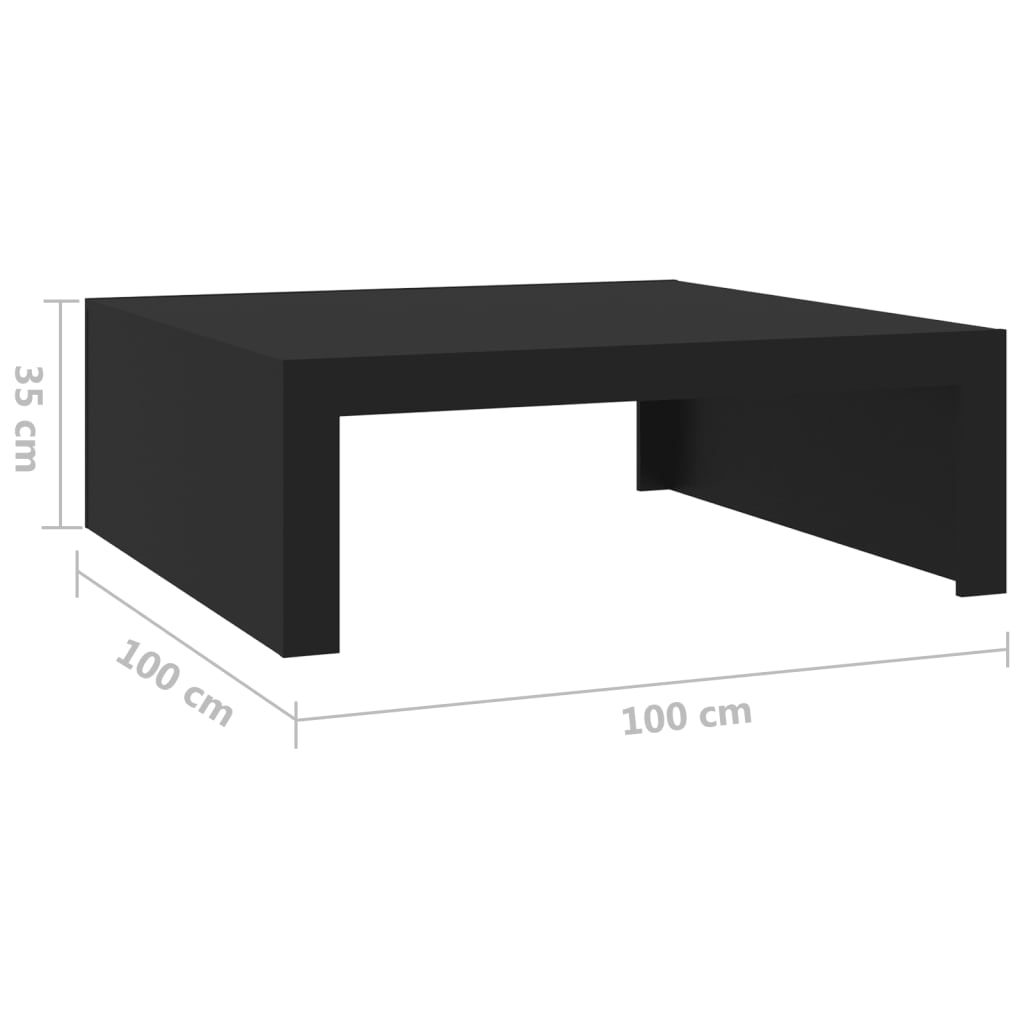 Salongbord svart 100x100x35 cm konstruert tre