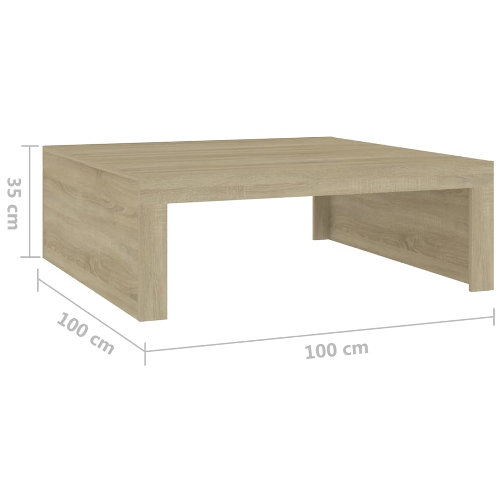Salongbord sonoma eik 100x100x35 cm konstruert tre